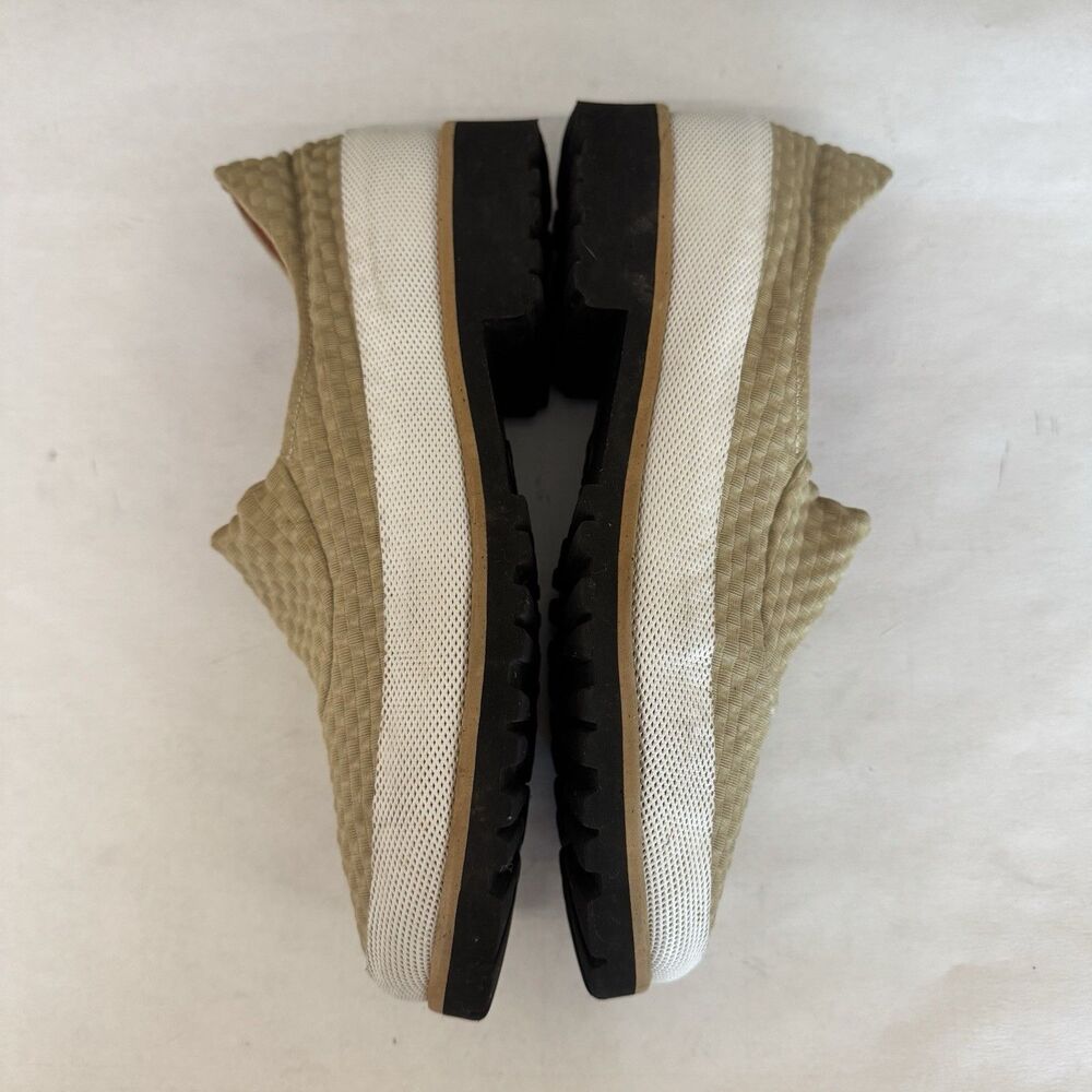 Pas de Rouge Tan & White Stretch‎ Fabric Slip On Flat Shoes Women EU 38.5 US 7.5 - Picture 4 of 16